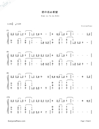 Kimi No Na Wa Kibō Your Name Is Hope Free Piano Sheet Music Piano Chords Kimi No Na Wa Kibō Your Name Is Hope Free Piano Sheet Music Piano Chords