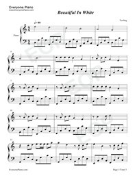 Beautiful In White Westlife Free Piano Sheet Music Piano Chords