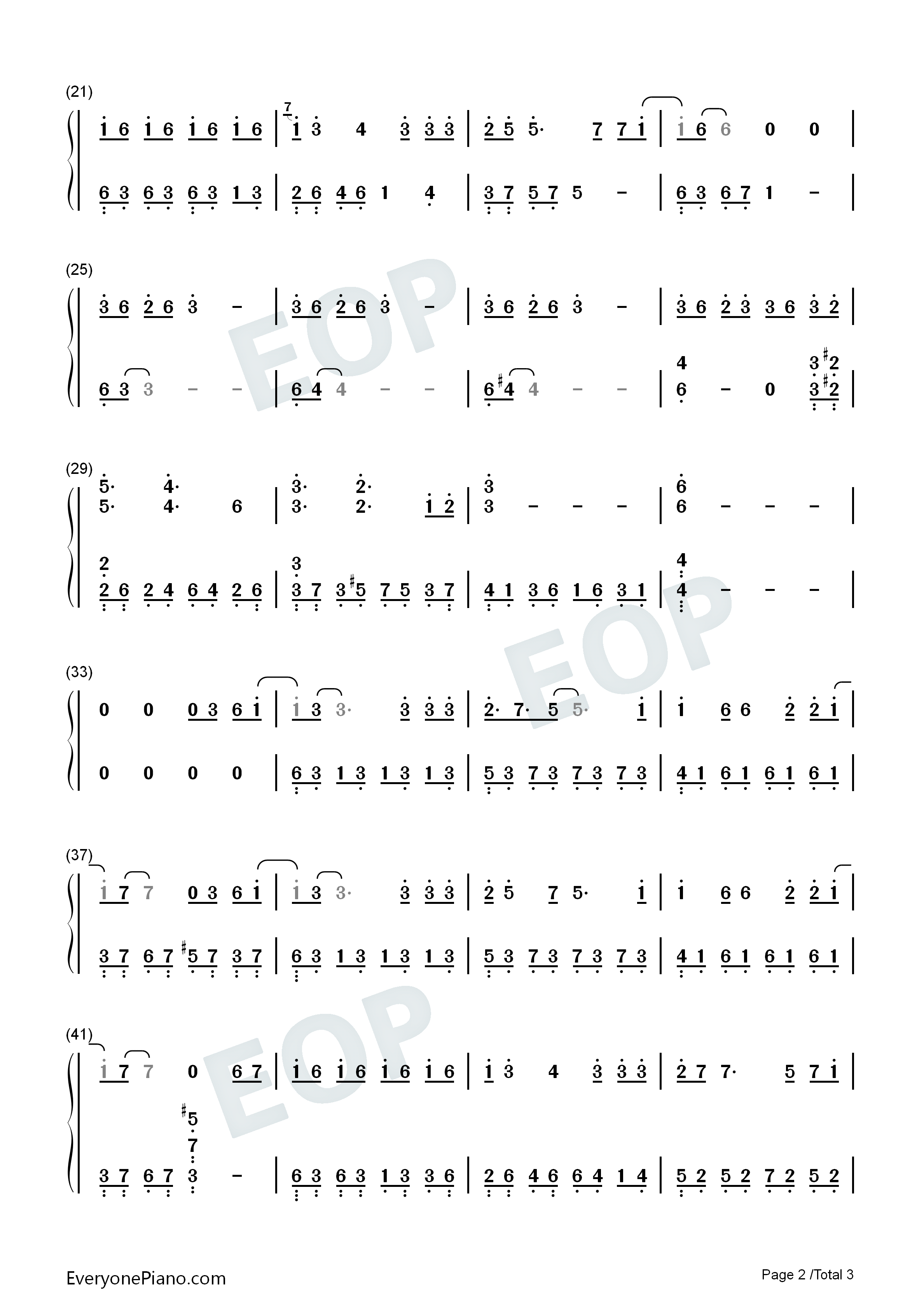 Whole Life For You-Bloody Romance Theme Numbered Musical Notation Preview 2