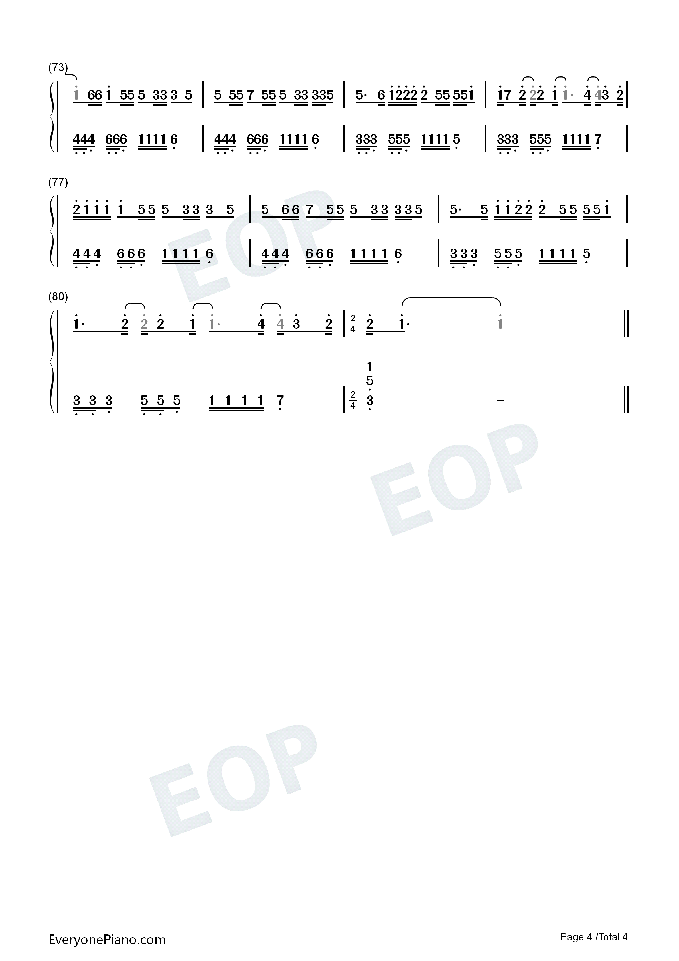 Nobodys Love-Maroon 5 Numbered Musical Notation Preview 4