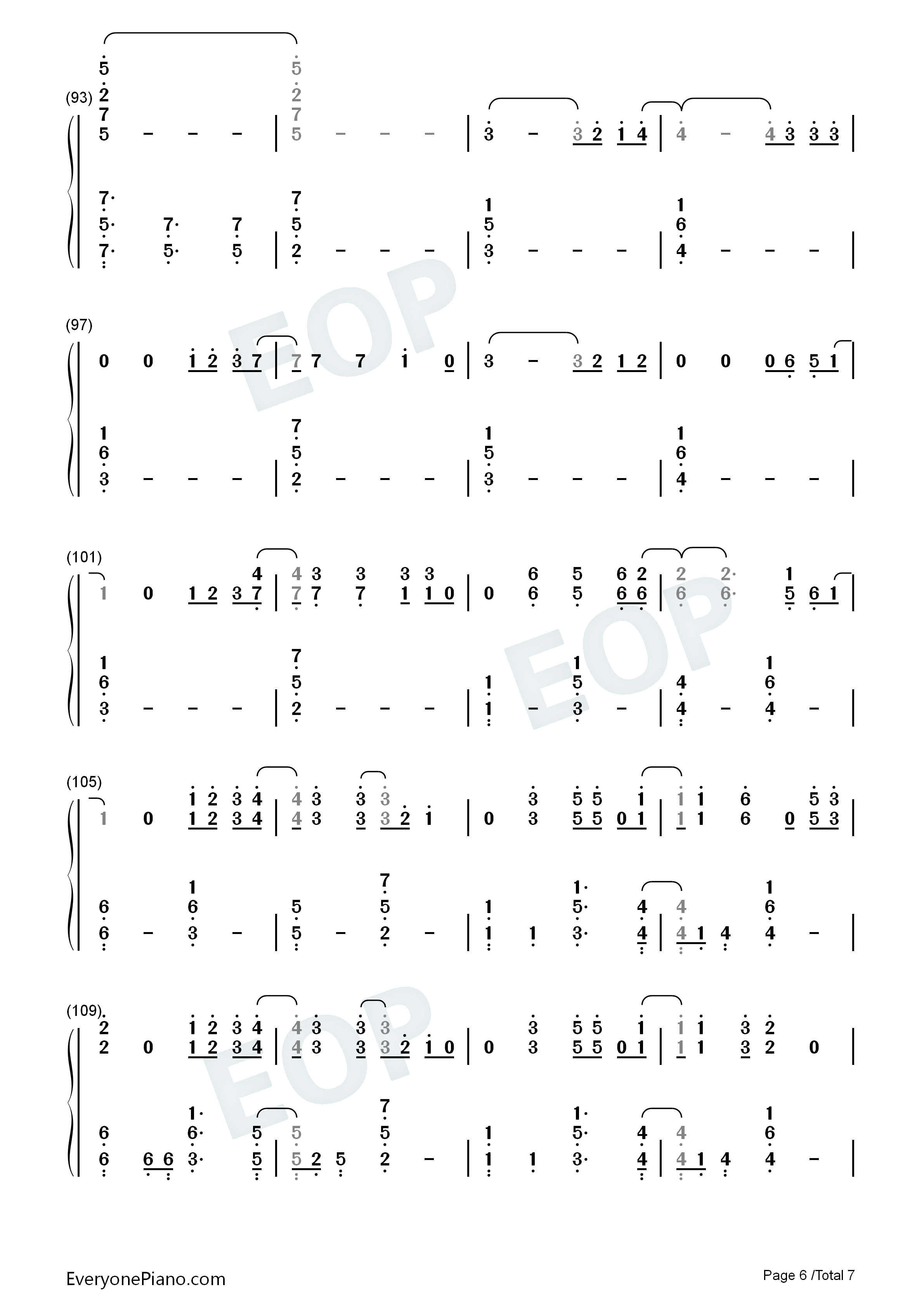 Million To One-Cinderella OST Numbered Musical Notation Preview 6