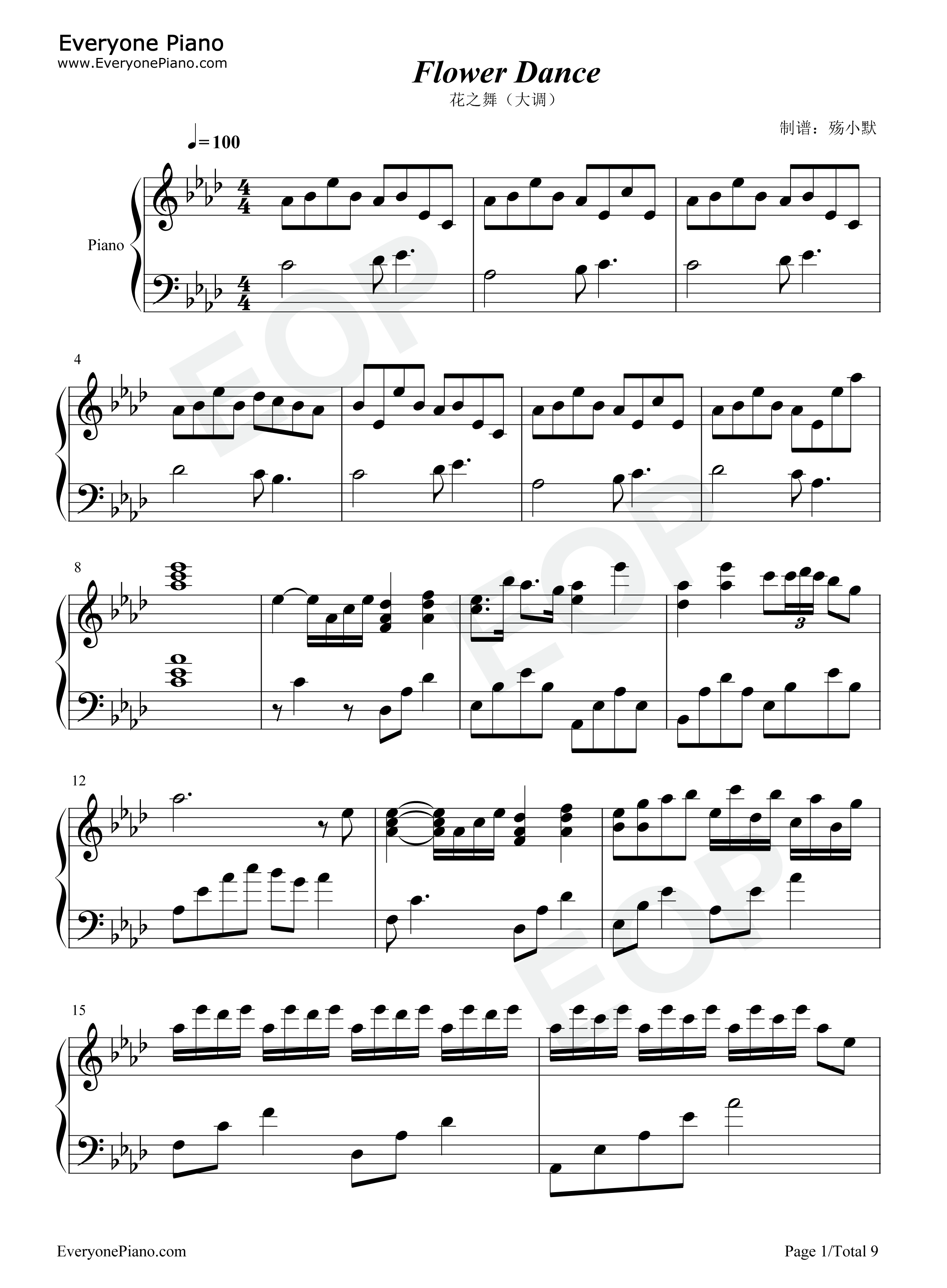 Flower Dance-Major Version Stave Preview 1