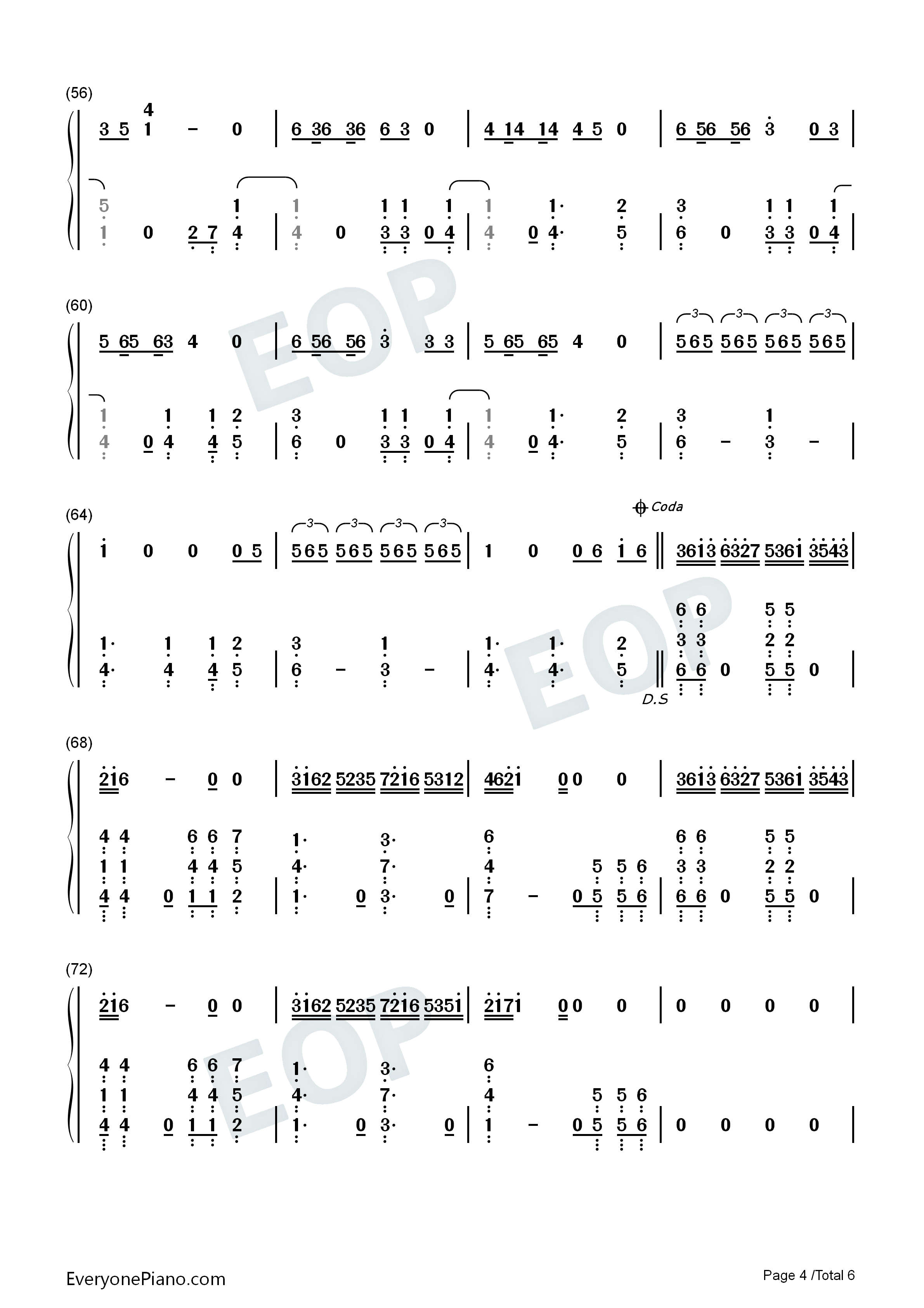 DNA-BTS Numbered Musical Notation Preview 4