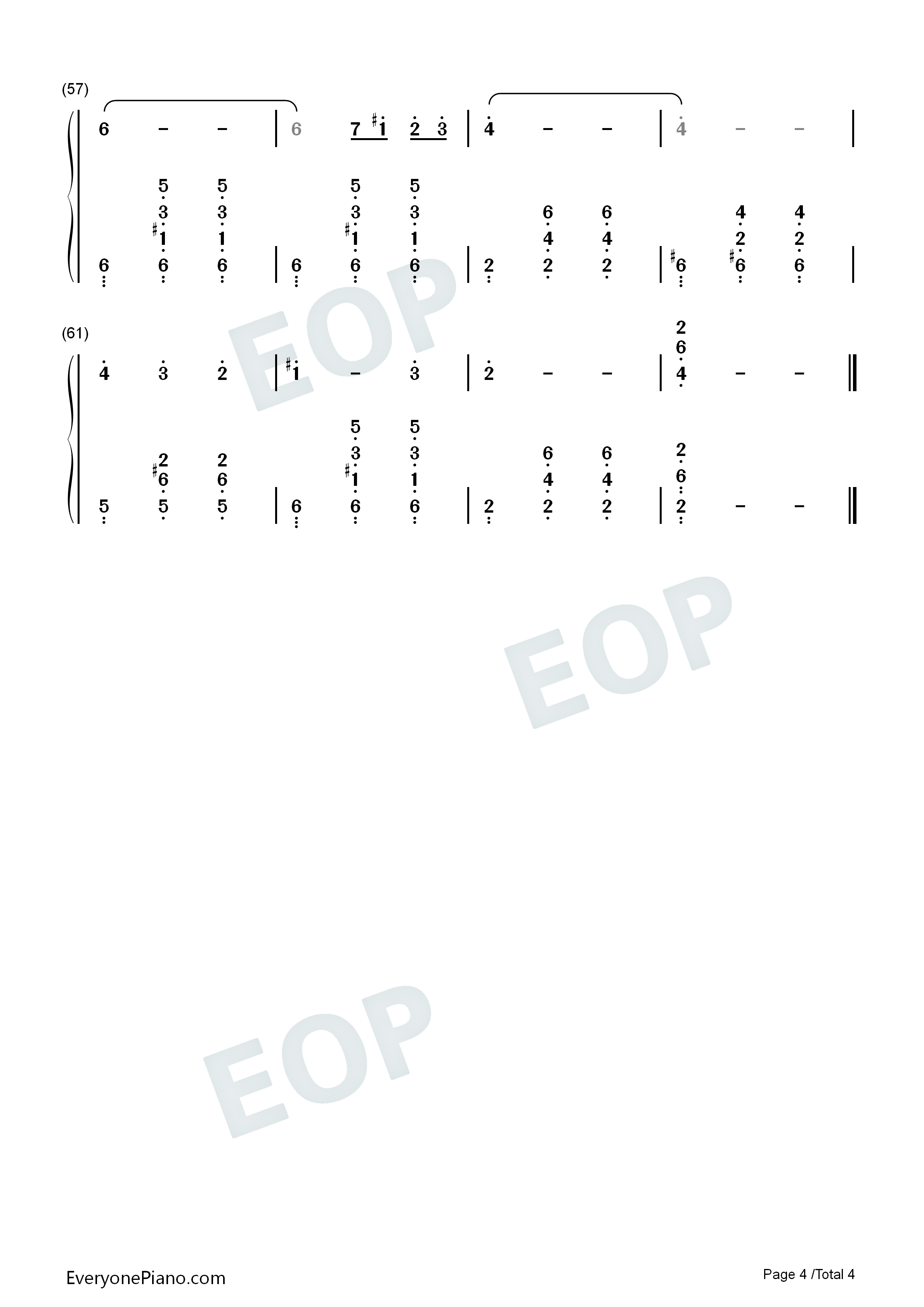 The Godfather Waltz-The Godfather OST Numbered Musical Notation Preview 4