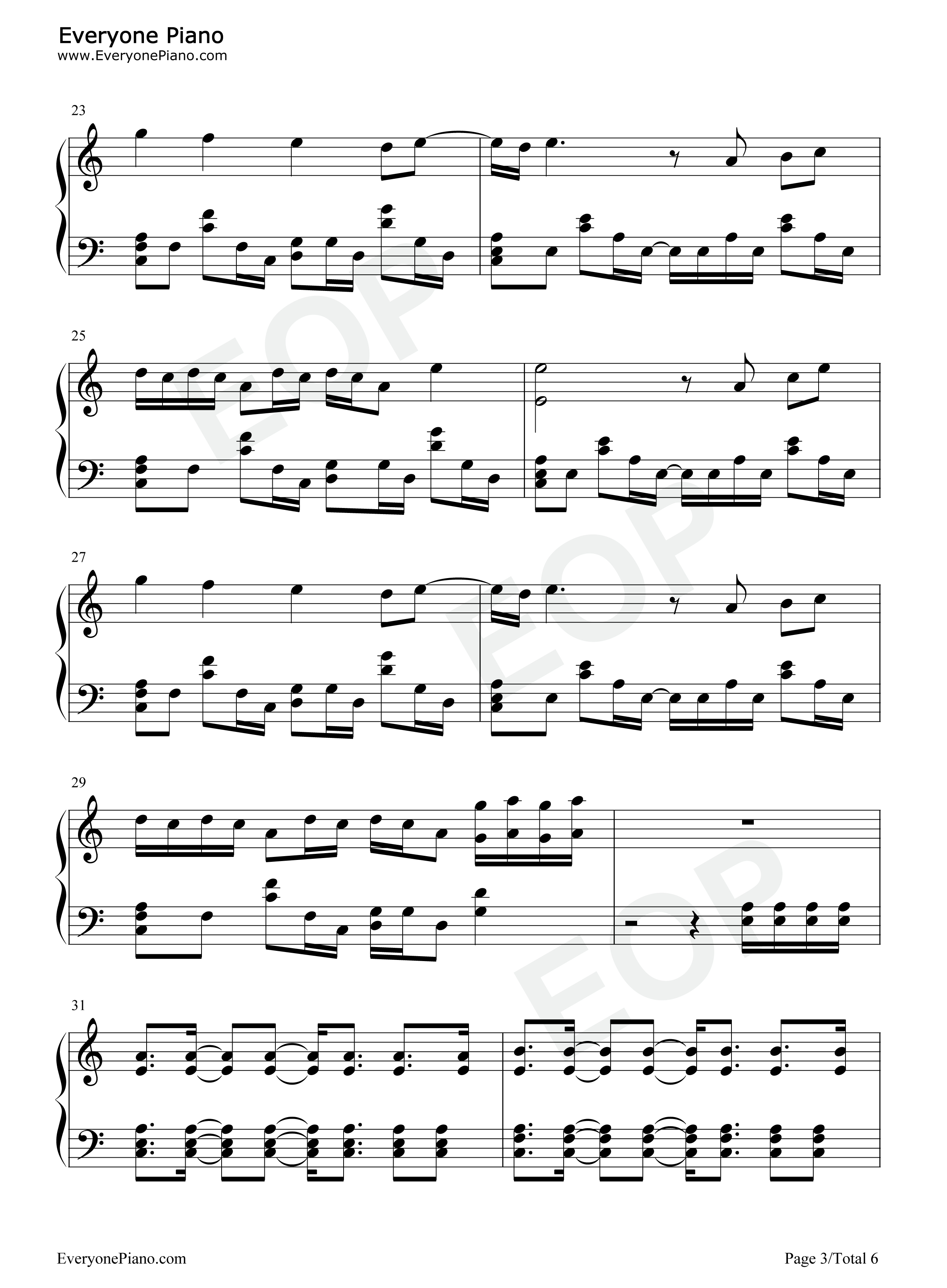 Starfall-Honkai Impact 3rd-Genshin Impact Windsong Lyre sheet music Stave Preview 3