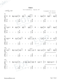 Komet-Udo Lindenberg Apache 207 Numbered Musical Notation Preview 1